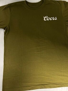 Brand New never warn Coors Men's Olive Green Logo Short Sleeve Tee